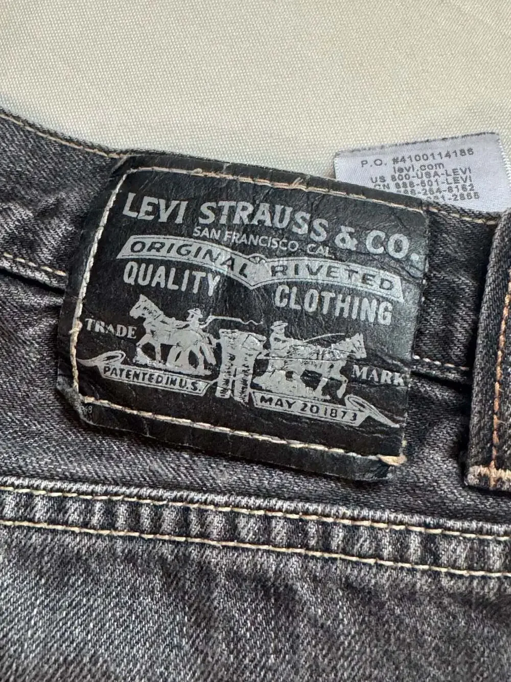 Levi's 505 Straight Fit Black Denim Jeans 34x32